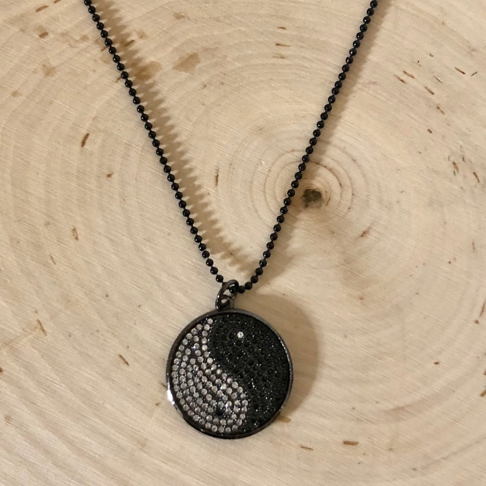 Yin Yang Micropave Pendant Necklace